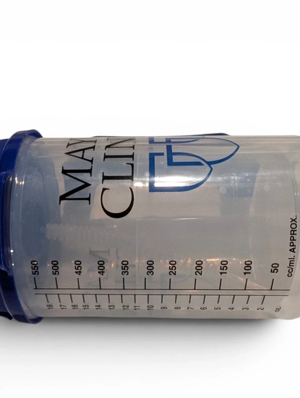 MAYO CLINIC 18oz Blue Travel Water Cup Lid Straw Mug
